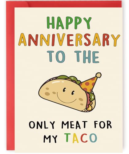 OJsensai Cute Anniversary Taco Gifts for Men Him, Cool Aday Card for Husband Boyfriend Fiance, Happy Wedding Anniversary from Wife Girlfriend Fiancee