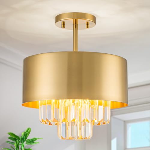 LumFurn 3-Lights Luxury K9 Crystal Ceiling Light for Living Room,