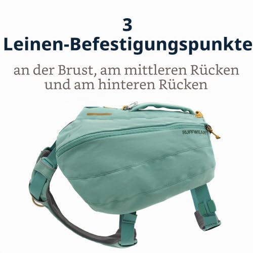 RUFFWEAR Front Range Day Pack, Medium Hundegeschirr mit Taschen & Griff, Hunderucksack für Tageswanderungen, 2 Befestigungspunkte für Hundeleinen & reflektierender Rand, Größe M, 69-81 cm, River Rock