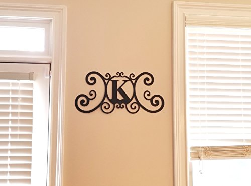 Bookishbunny Monogram Initial Letter A-Z Wrought Iron Metal Scrolled Door Wall Decoration Plaque Art, 24 X 11 Inch 2Mm Thick (B) #TOP3