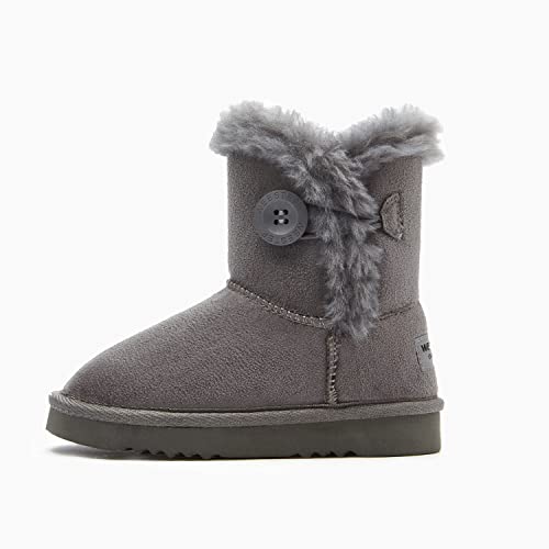 Weestep Wood Button Warm Shearling Winter Lightweight Snow Boots(12 Little Kid, Grey) #TOP2