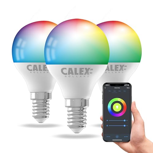 CALEX Smart LED Lampe, E14, P45, RGB-Farben & kalt- bis warmweiß Licht, dimmbar, WLAN App- & Sprachsteuerung, 3er Pack