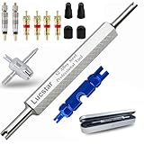 Lucstar R134A R12 A/C HVAC Air Conditioner Schrader Valve Core Removal Tool,Tire Valve Stem Tool for Car Bicycle Tyre RV Truck, Automotive Tools Wrench, 2 Schrader/Presta Valve Caps, 4 Valve Cores
