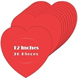 36 Large Large Valentines Day Heart Cutouts - 12 Inch Paper Heart Shape Die Cut Decorations for Classroom Bulletin Board Decor School Craft Projects