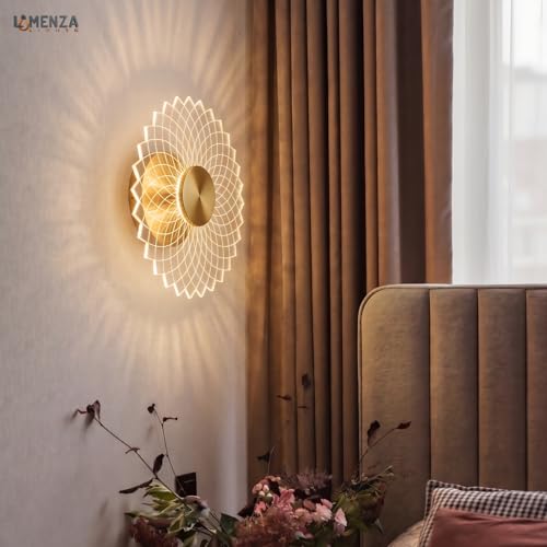 Image of Luxury Spiral Pattern 3-in-1 LED Wall Lamp for Living Room & Bedroom | Fancy Wall Light for Home Decoration, Hallway & Indoor Ambient Lighting (Golden Finish)