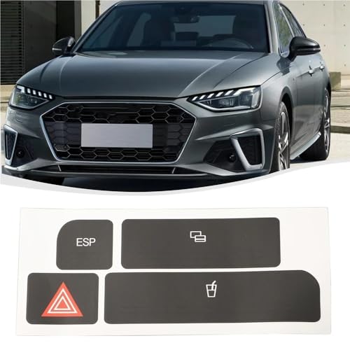 Autocollant réparation bouton Audi A4 finition vinyle noir mat - 2