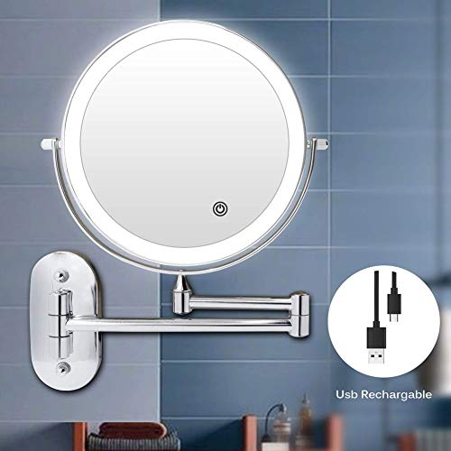 Miroir De Maquillage Mural De Salle De Bain 20,3 Cm, Grossissement X5, LED à Intensité Variable, Pivotant à 360