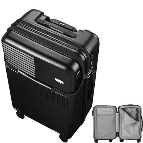 Hardside Luggage, Stylish Textured Line Suitcase, with Spinner Wheels, Expandable Luggage