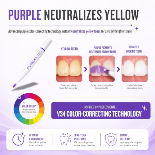 Image of V34 Colour Correcting Teeth Whitening Pen | PAP+ Whitening Formula | Instant Colour Balance Technology | Precision Brush Applicator | Enamel Safe Daily Whitening Care | Pack of 1