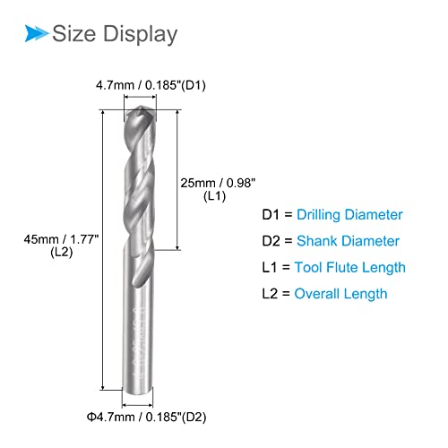 CoCud Feste Hartmetall Bohrkronen 4.7mm Durchmesser YG6 (C2/K20) Wolfram Hartmetall Gerade Schaft Drehen Bohrköpfe - (Verwendung: für Edelstahl Legierung) 1Stk