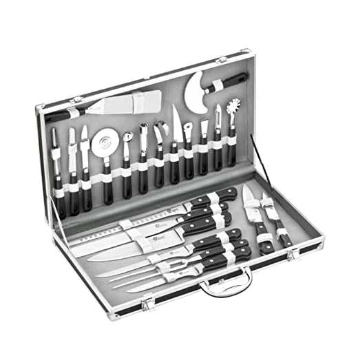 Pradel Excellence - 31123 - Valise Cuisinier 22 Pièces - 15 Ustensiles et 7 Couteaux de Cuisine