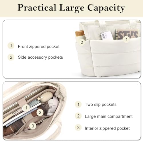 Image of PALAY Tote Bag for Woman Lighweight Puffy Laptop Hand Bag Travel Quilted Women Handbags Carry-On Bags for Travel, Gym, Work, School