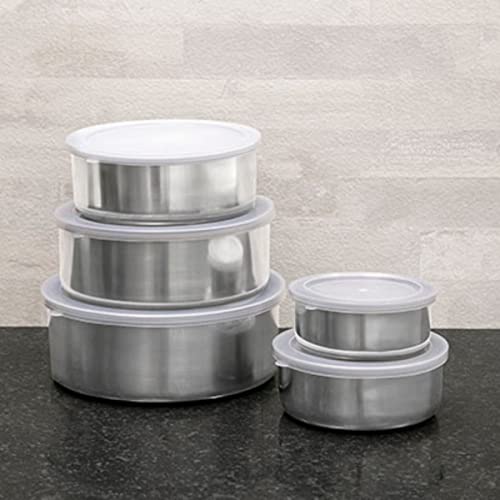 Conjunto De Potes Bowls Em Inox 5 Peças