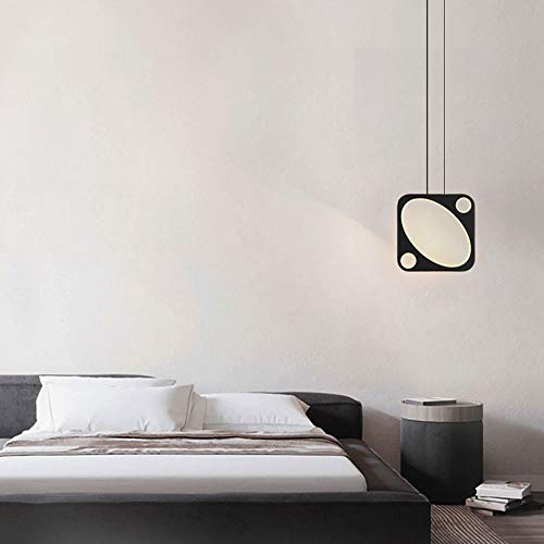 Lámpara colgante geométrica negra tipo C con iluminación LED integrada para techo 4