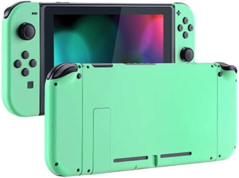 eXtremeRate Back Plate for Nintendo Switch Console, NS Joy con Handheld Controller Housing with Colorful Buttons, DIY Replacement Shell for Nintendo Switch - Clear Atomic Purple Rose Red