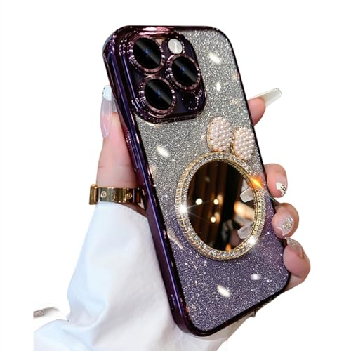 Miroir de maquillage iPhone 14 Pro ENILSA fini les rayures d'objectif avec la sangle violette