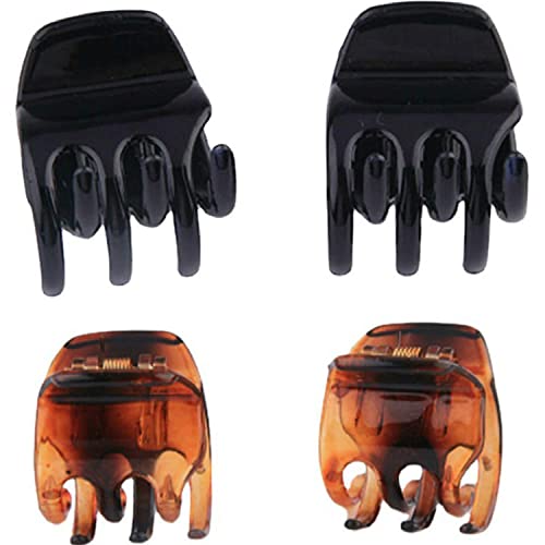 Classics Claw Hair Clip, 4 Pieces Hair Claw Clips Medium Size Hair Claws Thick Hair Jaw Clip Claw Clip Grip for Women Girls Thick or Medium Hair，(Black and Brown) (3.5cm)