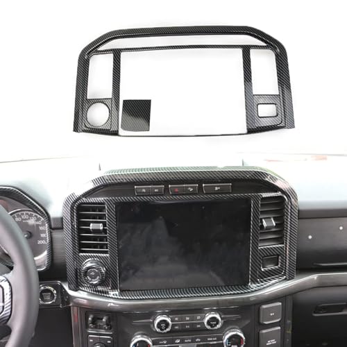 Korlot Carbon Fiber Central Control Panel Cover Tirm for Ford F150 2021+(Navigation Screen)
