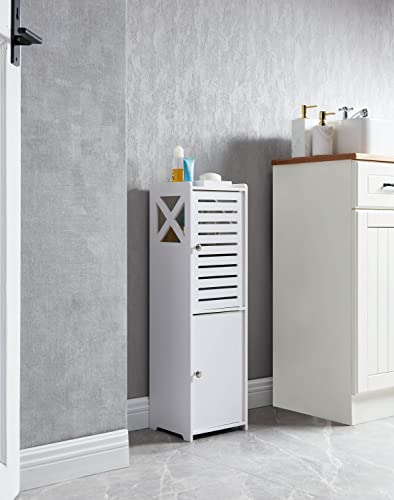 Kings Brand Furniture – Crane Free-Standing Bathroom Storage Cabinet Organizer Unit With 2 Doors, White #TOP1