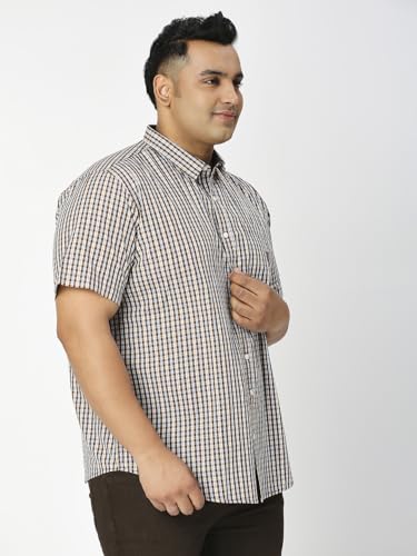 Image of Thomas Scott Mens | Half Sleeve | Checks | Regular Fit Plus Size | 100% Cotton | Spread Collar | Casual Shirts