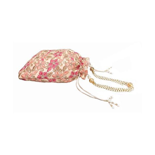 DUCHESS Women's Polti Bag with Pearl Handle and Tassel - Bridal Ethnic Traditional Casual Purse/Clutch/Handbag, 20 L X 2 W X 23 H Cm - Image 6