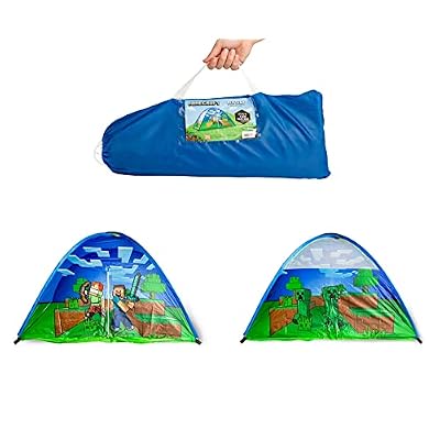 Minecraft Indoor Bed Tent Fort | Pop-Up Canopy Tents & Shelters, Fort Playhouse for Kids, Indoor Activities, Reading Nook Playroom