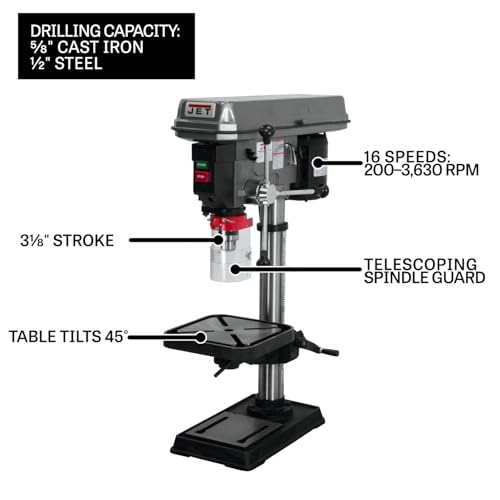 JET J-2530 15-Inch 16-Speed Benchtop Drill Press