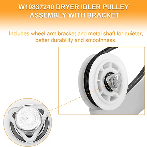 [Newest] 4392067 Dryer Repair Kit and W10837240 Dryer Idler Pulley for Maytag Bravos Whirlpool Duet Kenmore Elite Dryers,with WPW10314173 Drum Roller&661570V Belt&279640 Idler Pulley by TOMOON by TOMOON - Image 3