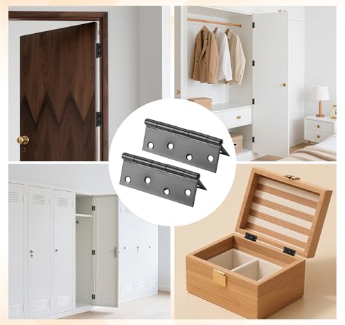 Anstore 4 zawiasy drzwiowe ze stali nierdzewnej, okucia do drzwi i mebli z 48 śrubami 7 × 15 mm, zawiasy fortepianowe, czarne, 100 x 70 x 1 mm, zawiasy składane