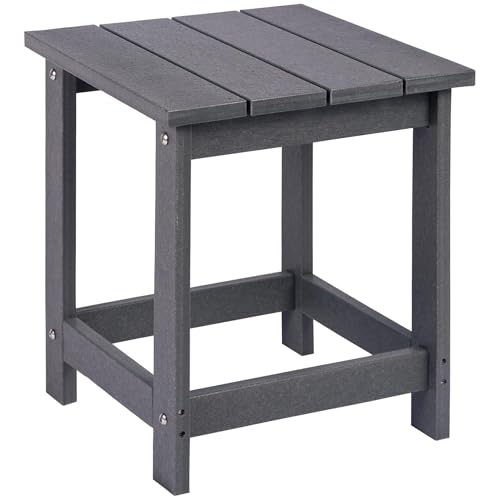LZRS Adirondack Outdoor Side Table – Durable Weather-Resistant HDPE Patio End Table for Porch, Deck, Pool, Garden,Sturdy and Easy Assembly, Grey