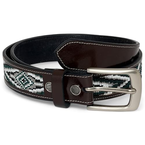 Western Leather Cowboy Beaded Belt For Men And Women, Handmade Leather Gift.4