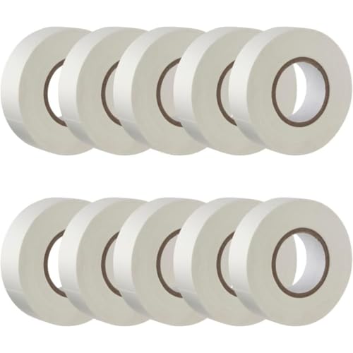 GTSE White Electrical Tape, 19mm x 20m, 10 Rolls of Strong Self-Adhesive PVC Insulation Tape for Insulating, Repairing and Protecting Electrical Wires