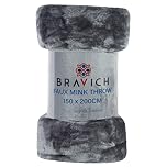 Bravich Soft Faux Mink Throw - Silver. Double Size Large Fluffy Blanket For Bed, Sofa & Duvet Bedding Throws. Faux Fur Thick Fleece Throw Blankets For Home - (Silver, Double, 150x200cm).