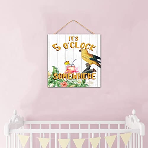 Panneau mural It's 5 O'Clock Somewhere en bois vieilli effet vintage authentique