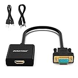 aROTaO Active HDMI to VGA Adapter with 3.5mm Audio Jack and Micro USB Power Port, HDMI Female to VGA Male Converter Compatible for TV Stick, Raspberry Pi, Xbox 360, Xbox One, PS4, PS3, Laptop etc.