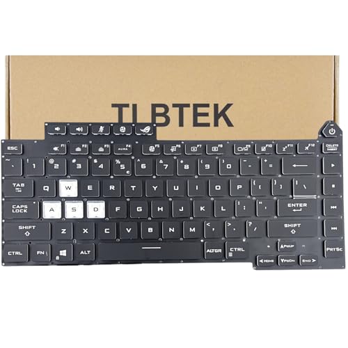 TLBTEK Backlight Keyboard Replacement Compatible with Asus ROG Strix G513Q, ROG Strix G15 Scar 5 2022 G533ZW G533ZM GL543L GL543Q GL543i G513Q G513QM G513QY G513RC G513RM G513RW G513QR G513QE G513IM