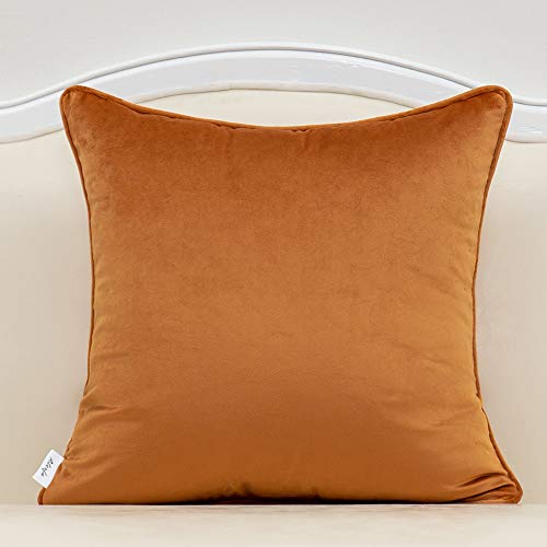 Alerfa 20 X 20 Inch Orange Square Maple Leaf Pillow Embroidery Cut Velvet Cushion Case Luxury Modern Lumbar Throw Pillow Cover Decorative Pillow For Couch Sofa Living Room Bedroom Car #TOP1