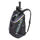 HEAD Mochila de tênis Tour Team 2 raquetes com alças acolchoadas e compartimento para sapatos – Preto/Roxo