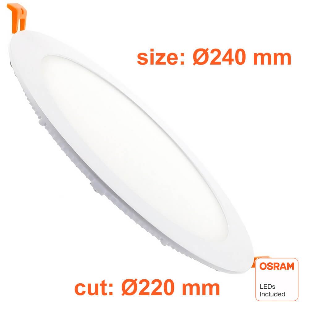 FactorLED Confezione x3 Downlight LED da soffitto da incasso circolare Slim 24 cm 26 W (260 W), pannello rotondo da incasso, piastra extra sottile, luce selezionabile 2700 K-4000 K-5700 K (CCT) (3,