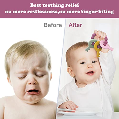 Ersihua Silicone Teething Toys For Babies, Keys Design Baby Wrist Teething Toys, Cute Infants Car Seat Toys, Baby Shower Birthday Gifts For Baby Boy And Girl, Food-Grade Silicone/Bpa Free #TOP2