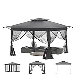 Aufun Gartenpavillon Pop Up Pavillon 4x4m, UV-Schutz & Mückenschutz,...