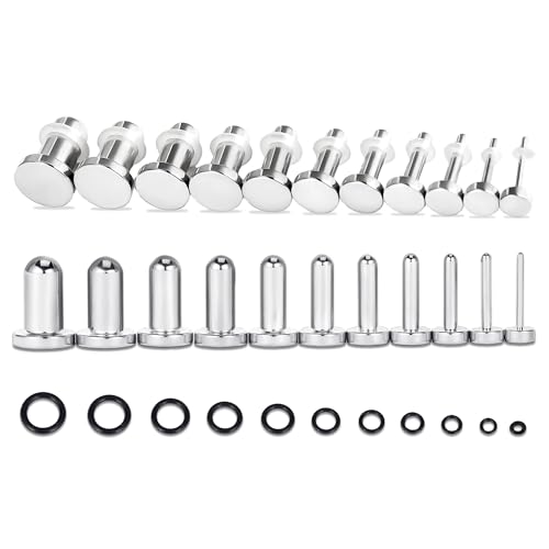 Vankula Tunnel Dehnset 1-6mm 0.5mm Ohrloch dehnen Single Flared Plugs Stretching kit Edelstahl Gedehnte Ohrpiercings Freundlich für frische Dehnungen Silber
