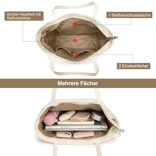 Image of KALIDI Tote Bag for Women Large Waterproof Shoulder Bag Zipper Casual Hobo Handbag Work Shopping Lightweight