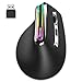 Produktbild NEWWAY - 2024 Neu - Vertikale kabellose Maus A9 - WiFi 2.4 GHz Bluetooth 3.0/5.0 USB C - Wiederaufladbar - RGB - 2400 DPI - Ergonomisch - Leise - Integrierter Nano-Empfänger 10M - Schwarz