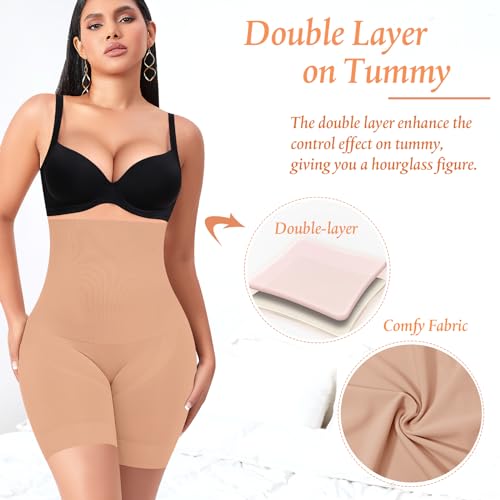 Image of Werena Shapewear Shorts Tummy Control for Women High Waisted Body Shaper Underwear Slimming Slip Shorts Under Dresses