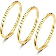 TIGRADE 3Pcs 1.5mm Stainless Steel Stacking Rings for Women Stackable Thin Ring Statement Band Comfort Fit Size 3-12