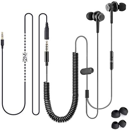 Avantree HF027 Headphones for TV with LONG CORD Earbuds, 18FT / 5.5M Extension Cable Earphones Ear buds for PC, 3.5mm Audio Output, Metal Stereo In-Ear Wired Bass Headset with Spring Coil Wire
