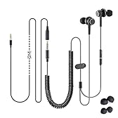 Avantree Auricolari TV con Cavo Lungo da 3,5 metri /11 ft, In Ear Cuffie Lunghe con microfono per PC, Auricolare/Cuffia Lunghi in metallo del tipo con Spirale Extra Filo - HF027