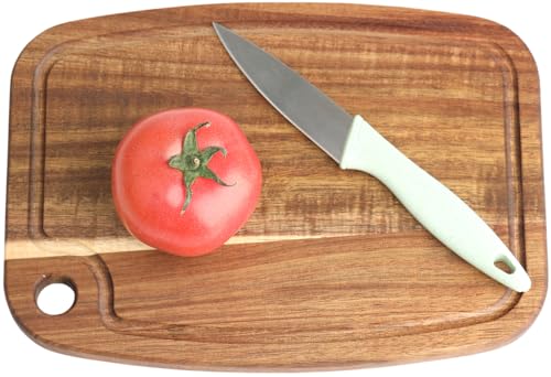 Planche à découper Donxote en bois Acacia, réversible petite 10" x 7.3" avec rainure jus