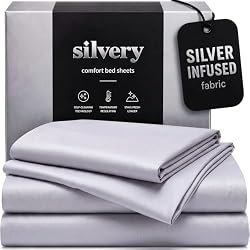 Silvery Silver Infused Bed Sheets Set - Ultra-Soft Temperature-Regulating Fabric with Self-Cleaning Technology™ that Stays Fresh 3X Longer for Hygienic Sleep
